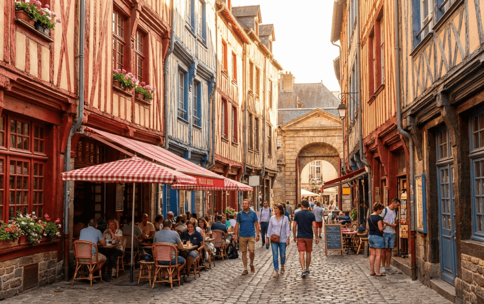 Maisons à colombages colorées du centre historique de Rennes capitale de la Bretagne