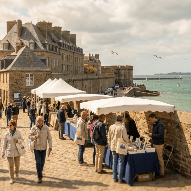 Festival littéraire Étonnants Voyageurs sur les remparts de Saint-Malo en Bretagne