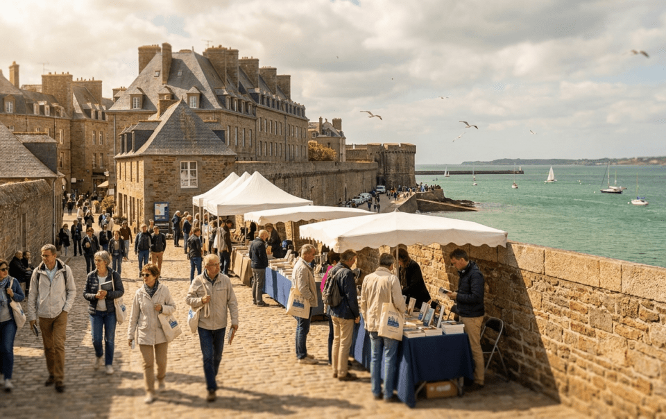 Festival littéraire Étonnants Voyageurs sur les remparts de Saint-Malo en Bretagne