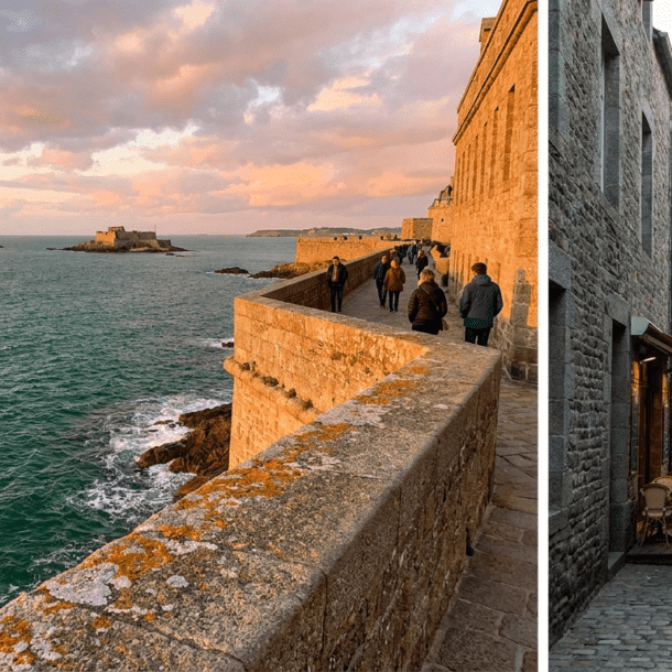 Remparts de Saint-Malo hors saison face à la mer, cité corsaire authentique en Bretagne nord