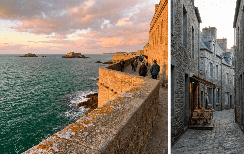 Remparts de Saint-Malo hors saison face à la mer, cité corsaire authentique en Bretagne nord