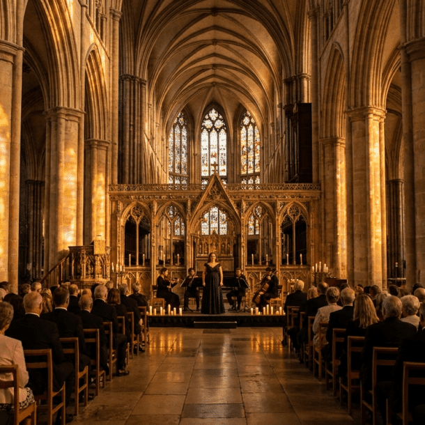 Concert de musique sacrée sous les voûtes de la cathédrale Saint-Vincent à Saint-Malo en Bretagne