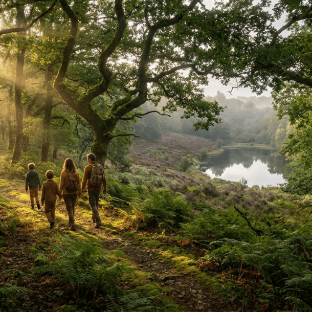 Sentier forestier du Val sans Retour en forêt de Brocéliande à Paimpont en Bretagne