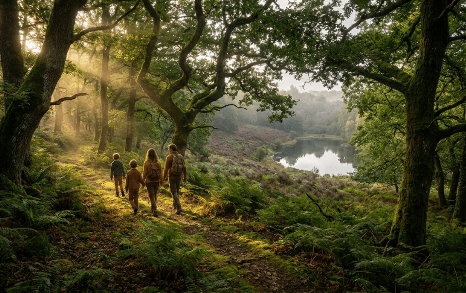 Sentier forestier du Val sans Retour en forêt de Brocéliande à Paimpont en Bretagne