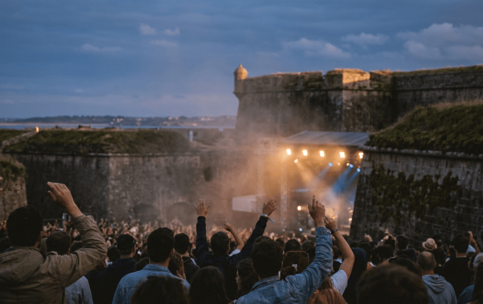 Concert en plein air au Fort de Saint-Père lors du festival La Route du Rock près de Saint-Malo en Bretagne