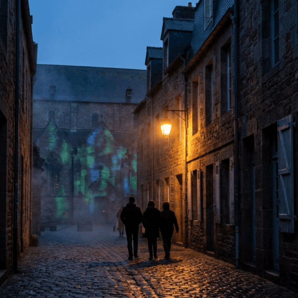 Spectacle immersif sons et lumières Terra Aletia dans l'église Sainte-Croix à Saint-Malo en Bretagne
