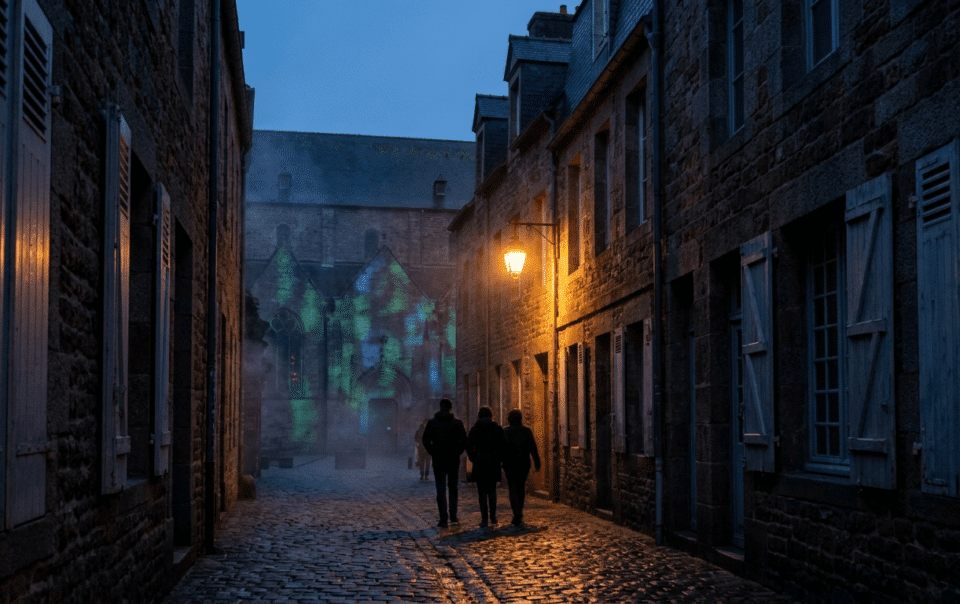 Spectacle immersif sons et lumières Terra Aletia dans l'église Sainte-Croix à Saint-Malo en Bretagne