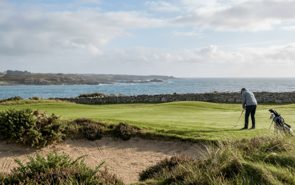 Parcours de golf en bord de mer sur la Côte d'Émeraude près de Combourg en Bretagne