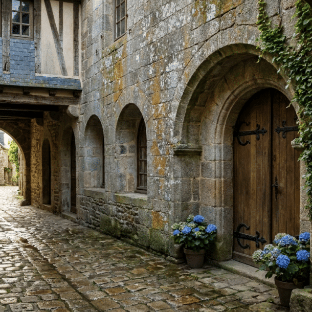 Cathédrale Saint-Samson et maisons médiévales de Dol-de-Bretagne, cité historique près de Combourg en Bretagne
